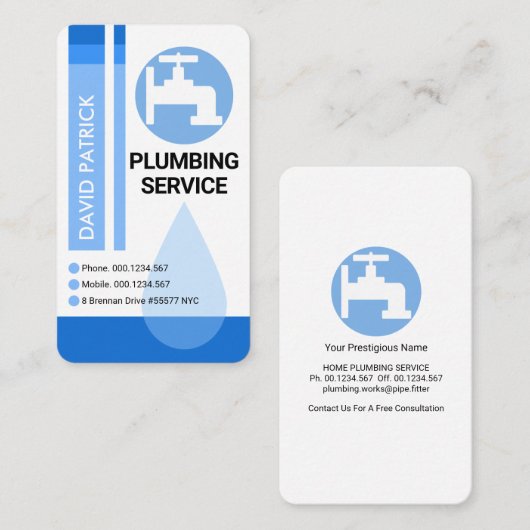 ブルーウォーターレベル配管工事 名刺 (正面/裏面)