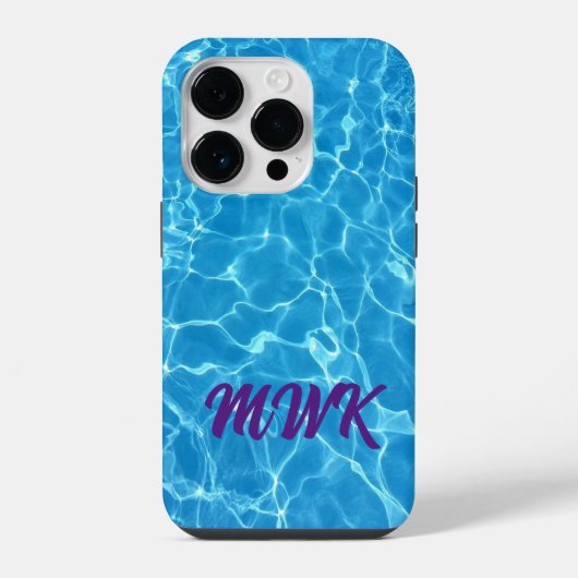 ブルーウォーター反射モノグラム iPhoneケース (裏面)