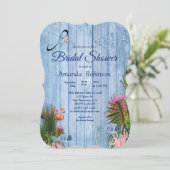ブルーウォーター小石&ピンクフラミンゴスブライダルシャワー 招待状 (スタンド正面)