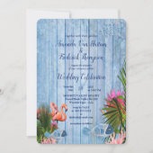 ブルーウォーター小石&ピンクフラミンゴ 招待状 (正面)