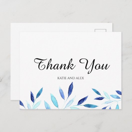 ブルーウォーター植物体離れ体ありがとう ポストカード (正面/裏面)