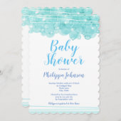 ブルーウォーター気泡ベビーシャワー招待状 招待状 (正面/裏面)