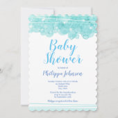 ブルーウォーター気泡ベビーシャワー招待状 招待状 (正面)