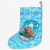 ブルーウォーター泳ぐ人サーファーダイバーウォーターポロ写真 スモールクリスマスストッキング (裏面)