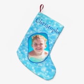 ブルーウォーター泳ぐ人サーファーダイバーウォーターポロ写真 スモールクリスマスストッキング (正面 (吊り時))