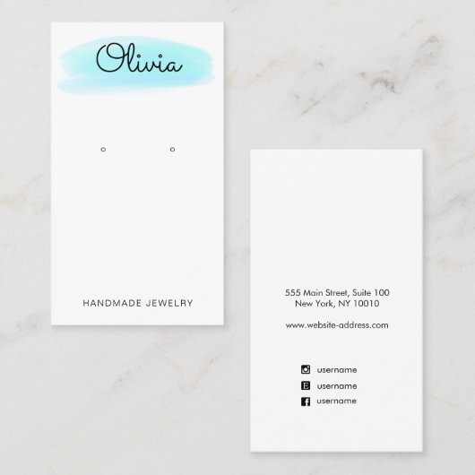 ブルーウォーター洗面スクリプトイヤリングディスプレイ 名刺 (正面/裏面)