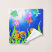 ブルーウォーター熱帯性海魚 バスタオルセット (ウォッシュタオル)