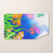 ブルーウォーター熱帯性海魚 バスタオルセット (ハンドタオル)