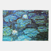 ブルーウォーター素晴らしリリー絵を描ズ・バイ・モネ キッチンタオル (横)