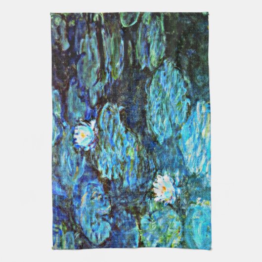 ブルーウォーター素晴らしリリー絵を描ズ・バイ・モネ キッチンタオル (縦)