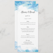ブルーウォーター結婚カラーのメニューまたはプログラムカード メニュー (正面/裏面)