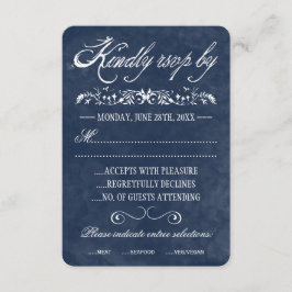 ブルーウォーター結婚カラーの応答カード 出欠カード