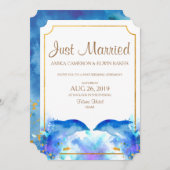 ブルーウォーター結婚カラードルフィンのお知らせカード 招待状 (正面/裏面)