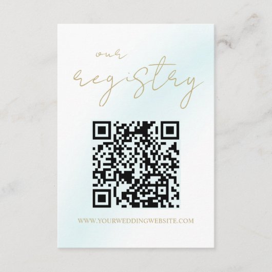 ブルーウォーター結婚カラー波のレジストリ エンクロージャーカード (正面)