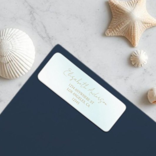 ブルーウォーター結婚カラー波差出人住所 ラベル