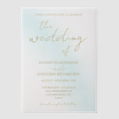 ブルーウォーター結婚カラー波 ベラム紙招待状 (正面)