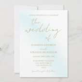 ブルーウォーター結婚カラー波 招待状 (正面)