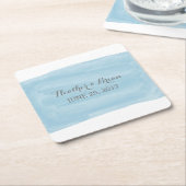 ブルーウォーター結婚カラー紙コースター スクエアペーパーコースター (アングル)