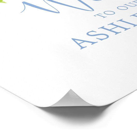 ブルーウォーター結婚カラー花の歓迎ポスター ポスター (角)