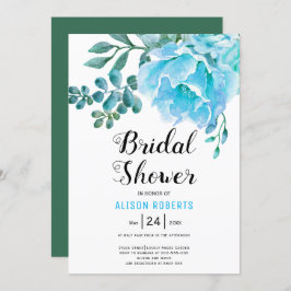 ブルーウォーター結婚カラー花ブライダルシャワー 招待状