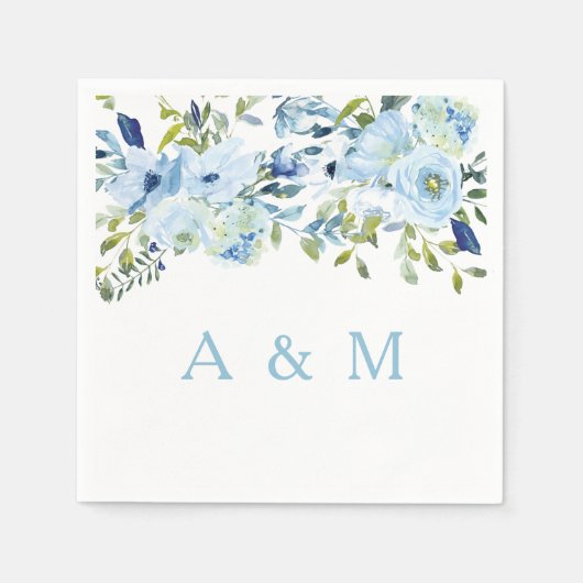 ブルーウォーター結婚カラー花婚約 スタンダードカクテルナプキン (正面)