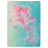 ブルーウォーター絵を描カラーピンクパステル花 クリップボード (裏面)
