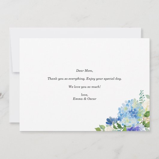 ブルーウォーター色あじさいハッピーマザーズデイ カード (裏面)