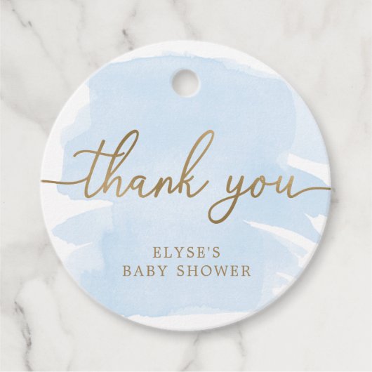 ブルーウォーター色ありがとうメッセージカード フェイバータグ (正面)