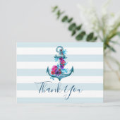 ブルーウォーター色いかり結婚のサンキューカード 招待状 (スタンド正面)