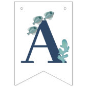 ブルーウォーター色かわいい第1男の赤ちゃんハッピーバースデー バンティングフラッグ (第3の旗)