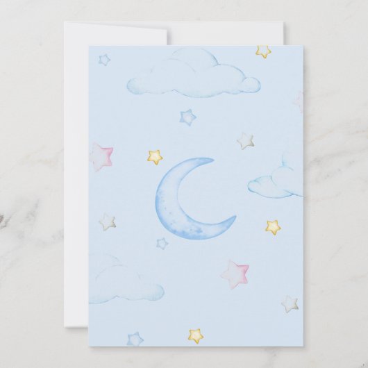 ブルーウォーター色かわいい象の赤ちゃんシャワー 招待状 (裏面)