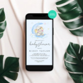 ブルーウォーター色かわいい象の赤ちゃんシャワー 招待状