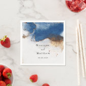 ブルーウォーター色さび銅金ゴールドアゲート結婚ト スタンダードカクテルナプキン (インサイチュ)