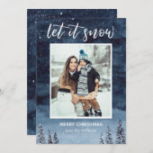 ブルーウォーター色で雪のクリスマスを許可 シーズンカード (正面/裏面)