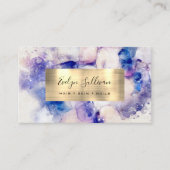 ブルーウォーター色とゴールドフォイルビジネスカード 名刺 (正面)