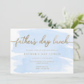 ブルーウォーター色のお父さんの昼のランチ 招待状 (スタンド正面)