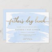 ブルーウォーター色のお父さんの昼のランチ 招待状 (正面/裏面)