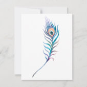 ブルーウォーター色のクジャク羽根イラストレーション ノートカード (正面)