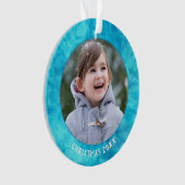 ブルーウォーター色のクリスマスフォト オーナメント (正面)