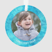 ブルーウォーター色のクリスマスフォト オーナメント (裏面)