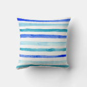 ブルーウォーター色のシェードストライプの クッション (裏面)