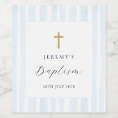 ブルーウォーター色のストライプワインラベル ワインラベル (シングルラベル)