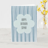 ブルーウォーター色のストライプ カード (黄色い花)