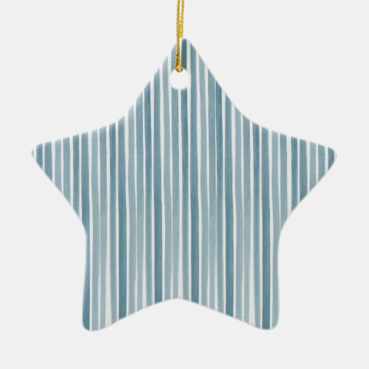 ブルーウォーター色のストライプ セラミックオーナメント (正面)