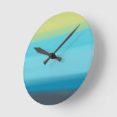 ブルーウォーター色のストライプ ラウンド壁時計 (傾斜)