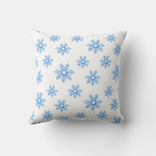 ブルーウォーター色のスノーフレーク模様 クッション (裏面)