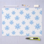 ブルーウォーター色のスノーフレーク模様 薄葉紙 (クラフト)