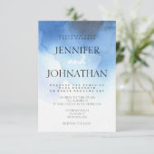 ブルーウォーター色のビーチ結婚式招待状 招待状 (スタンド正面)