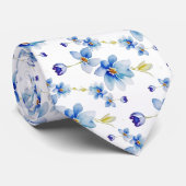 ブルーウォーター色のフローラエレガント、 ネクタイ (ロール)