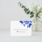 ブルーウォーター色のフローラ結婚のテーブル座席表 プレイスカード (スタンド正面)